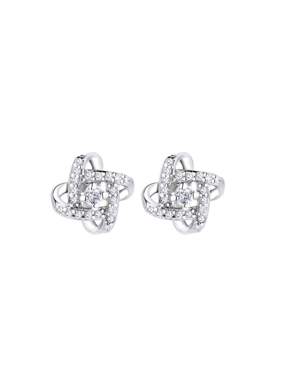Sterling Silver Love Knot Earrings Made With Swarovski Crystals NWT